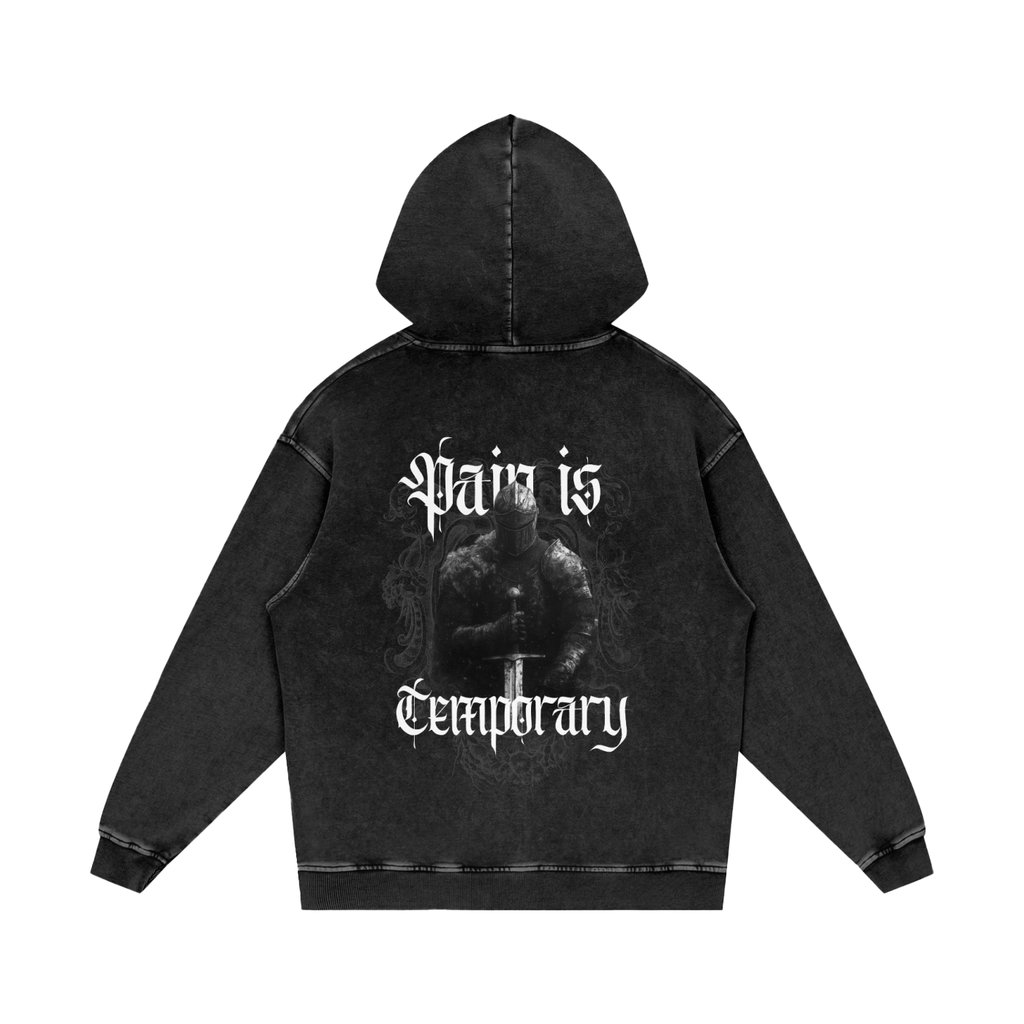 PAIN IS TEMPORARY SNOW WASH OVERSIZED HOODIE