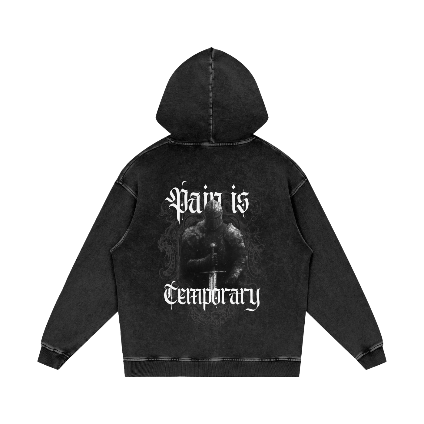 PAIN IS TEMPORARY SNOW WASH OVERSIZED HOODIE