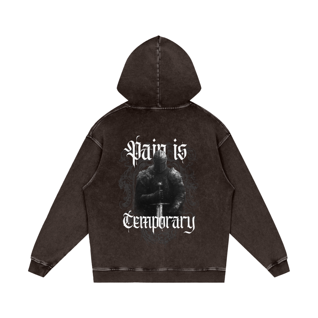 PAIN IS TEMPORARY SNOW WASH OVERSIZED HOODIE