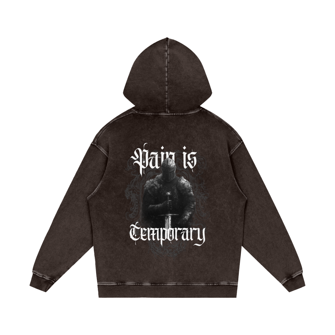 PAIN IS TEMPORARY SNOW WASH OVERSIZED HOODIE