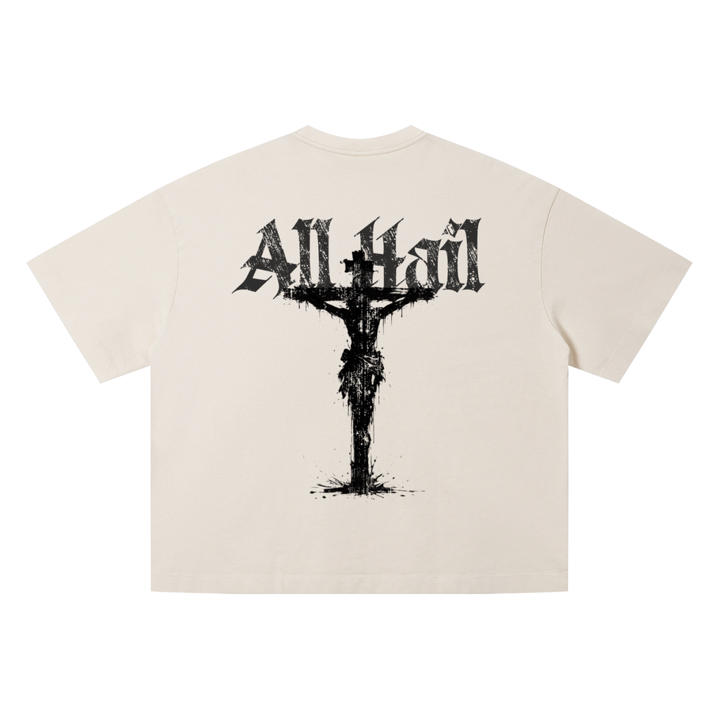 allhail,Jesus,cross,vintage,boxyfit,tshirt,hailthebroken