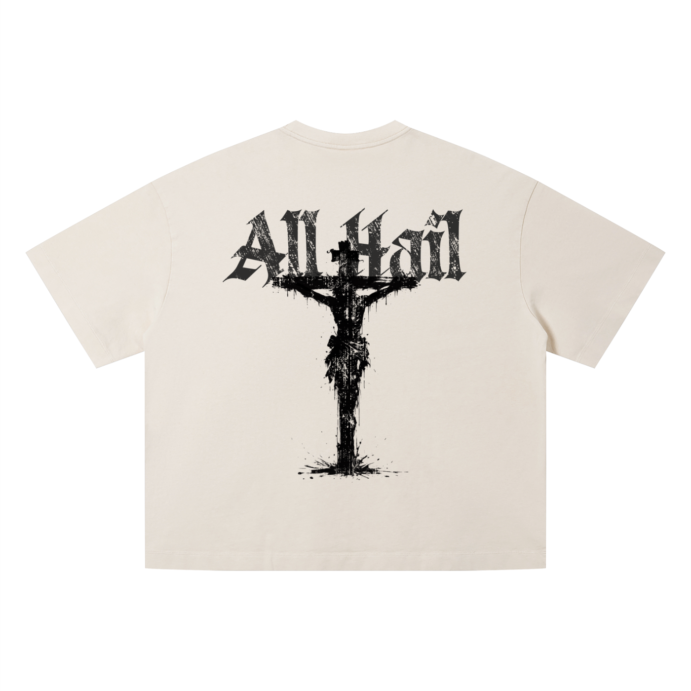 allhail,Jesus,cross,vintage,boxyfit,tshirt,hailthebroken