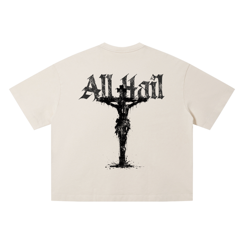 allhail,Jesus,cross,vintage,boxyfit,tshirt,hailthebroken